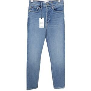 NWT RE/DONE High Rise Ankle Crop Jeans 25 Button Fly Mid 90s Wash